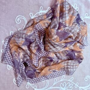 Roberto Cavalli Purple and Tan Silk Scarf